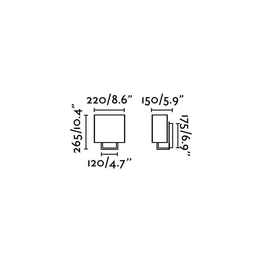 Medidas de la lámpara de pared VESPER Blanco de FARO, modelo 29980, luminaria de superficie en acero y textil para iluminación interior moderna