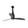 Ventilador de techo ETERFAN M con luz LED integrada, acabado negro mate y nogal, modelo 32004WW-10 de FARO, motor DC silencioso y control WIZ para ventilación eficiente