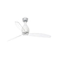 Ventilador de techo MINI ETERFAN M blanco de FARO modelo 32020 con motor DC silencioso, aspas transparentes en blanco brillo, función reversible y mando a distancia para ventilación eficiente en el hogar