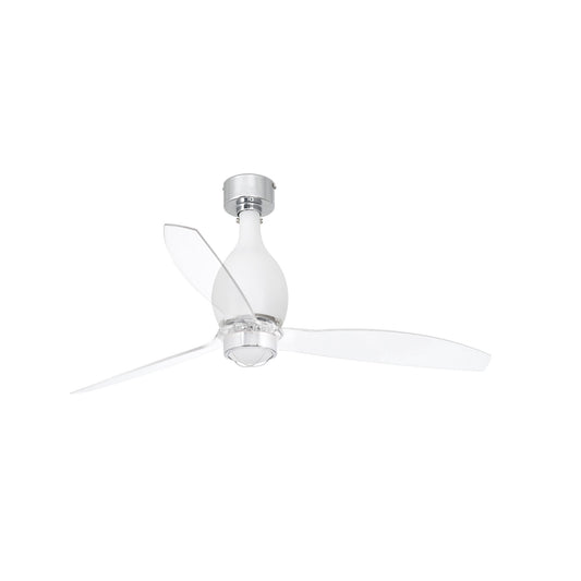 Ventilador de techo Mini Eterfan M con luz LED integrada, blanco mate, FARO 32025WW-9, motor DC 6 velocidades y función inversa para ventilación en hogar moderno