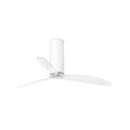 Ventilador de techo Tube Fan M blanco brillo modelo 32033 de FARO, diseño moderno sin luz con motor DC eficiente, aspas transparentes, función inversa para ventilación doméstica en la colección 3338