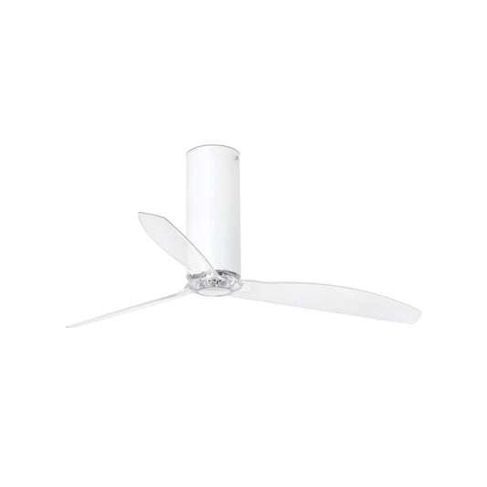 Ventilador de techo Tube Fan M blanco brillo de FARO modelo 32033WW con motor DC silencioso, mando a distancia, función inversa y ventilación transparente para el hogar