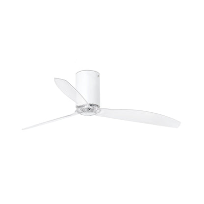 Ventilador de techo MINI TUBE FAN M blanco mate de FARO (modelo 32039) con motor DC eficiente, mando a distancia, función inversa para ventilación invernal, sin luz integrada, ideal para habitaciones medianas.