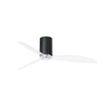 Ventilador de techo MINI TUBE FAN M negro brillante con aspas transparentes de la marca FARO, modelo 32040 de la colección 3334, ideal para ventilación eficiente en hogar durante verano e invierno, con motor DC y mando a distancia.