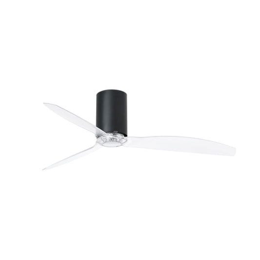 Ventilador de techo MINI TUBE FAN M en negro mate de FARO modelo 32041, con motor DC eficiente, función inversa para invierno y verano, mando a distancia incluido, ideal para ventilación en habitaciones medianas sin luz integrada.