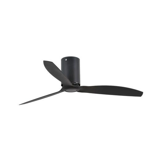 Ventilador de techo MINI TUBE FAN M en negro mate de FARO modelo 32043, con motor DC eficiente, mando a distancia y función inversa para ventilación óptima en habitaciones de 13-17m², diseño sin luz para espacios modernos.