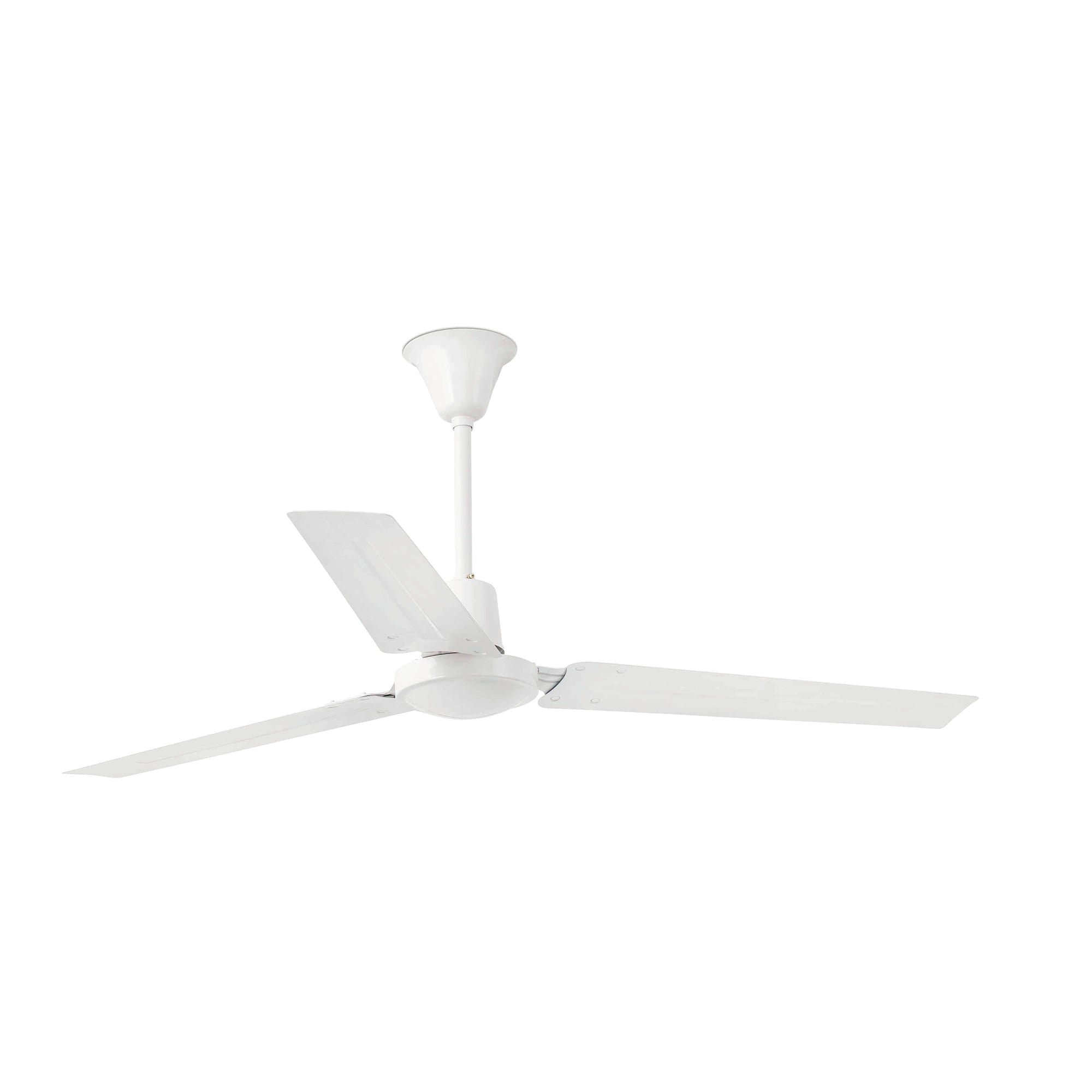 Ventilador de techo INDUS L blanco de FARO serie 59, modelo 33001, sin luz, ideal para habitaciones grandes con ventilación eficiente en acero, 5 velocidades y regulador incluido
