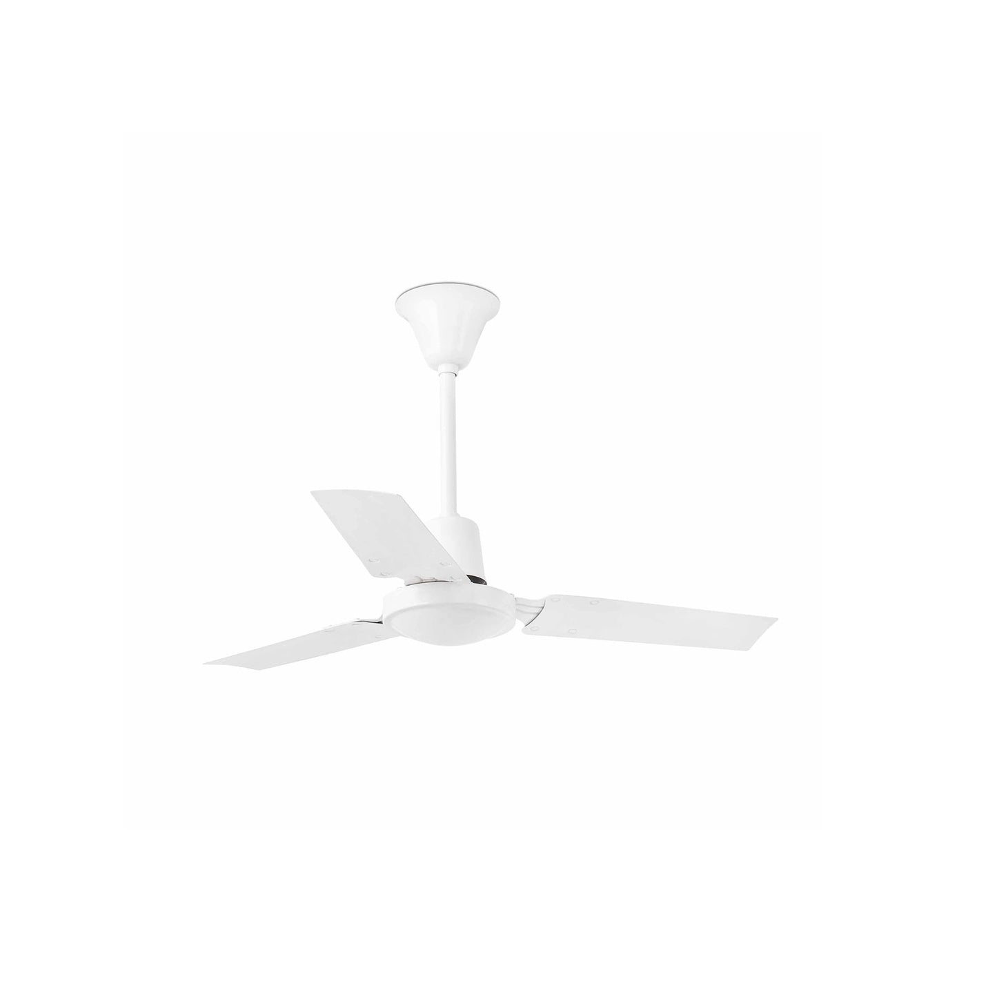 Ventilador de techo MINI INDUS S blanco de FARO modelo 33011-110, diseño industrial en acero para habitaciones pequeñas con ventilación óptima, 5 velocidades y función inversa.