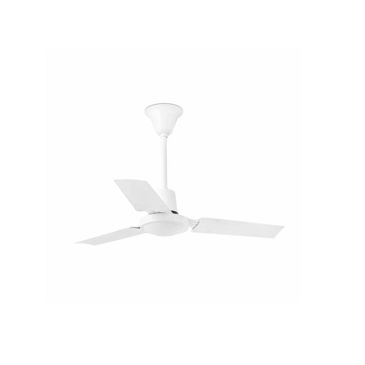 Ventilador de techo MINI INDUS S blanco de FARO modelo 33011-110, diseño industrial en acero para habitaciones pequeñas con ventilación óptima, 5 velocidades y función inversa.