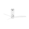 Ventilador de techo con luz LED integrada Tube Fan M transparente FARO 33374WW-9, diseño cromado, motor DC eficiente y mando a distancia para ventilación en el hogar