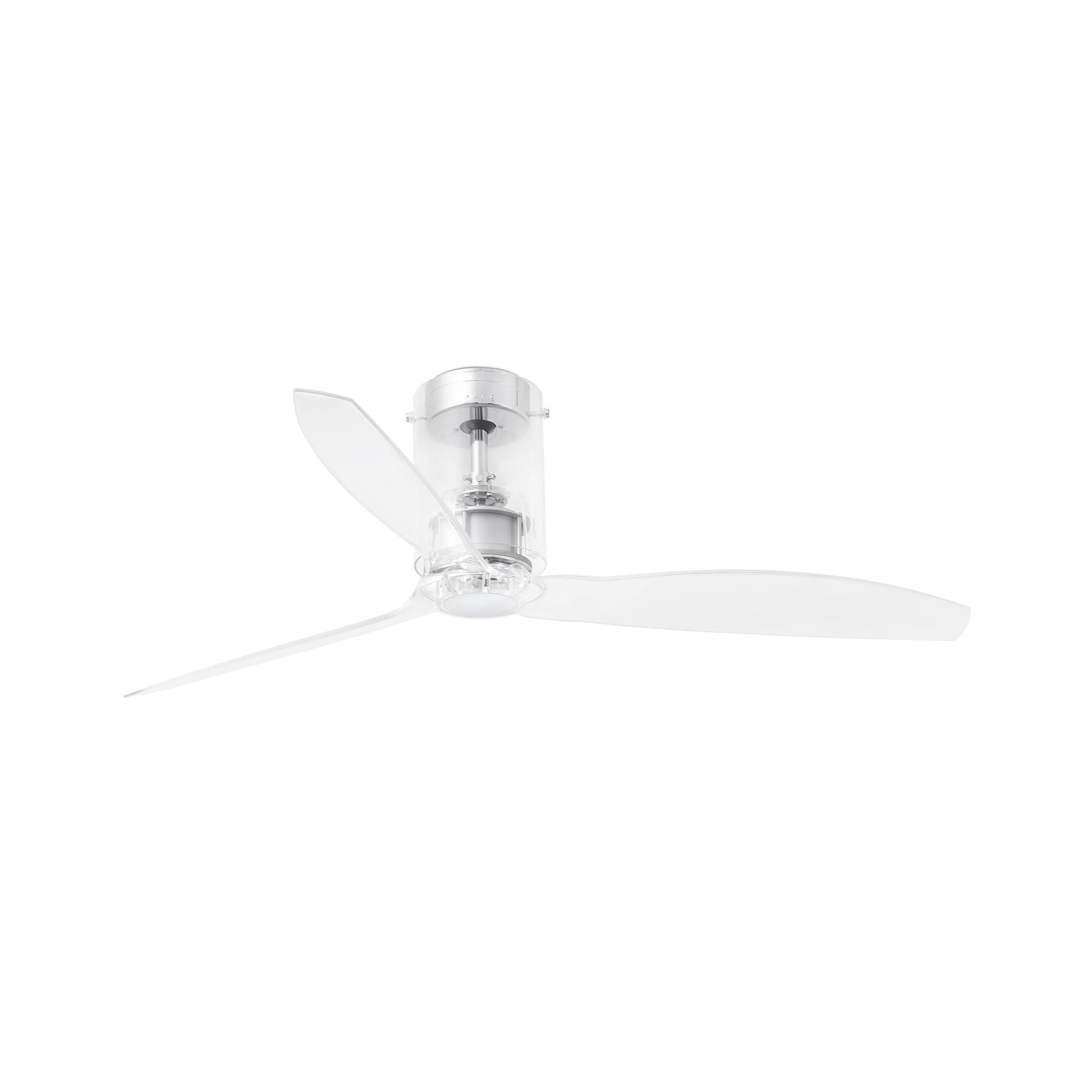Ventilador de techo MINI TUBE FAN M transparente FARO 33393WW, con motor DC, 6 velocidades, función inversa, bajo ruido, ventilación eficiente en acero y cristal para hogar moderno