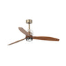 Ventilador de techo LED Deco Fan M en oro viejo y nogal de FARO, modelo 33398DWW-10 con motor DC, iluminación integrada, mando a distancia y control WIZ.