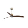 Ventilador de techo con luz LED JUST FAN M en oro viejo y nogal, modelo FARO 33398WW-10, motor DC reversible con mando a distancia