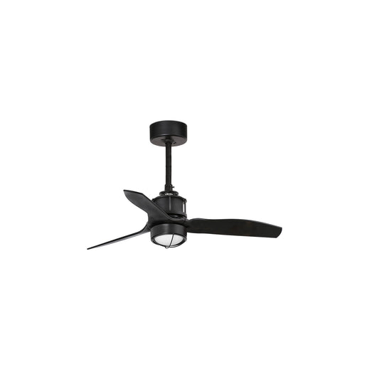 Ventilador de techo con luz LED JUST FAN S negro mate FARO 33424WW-10, ventilación silenciosa motor DC, mando distancia para hogar moderno