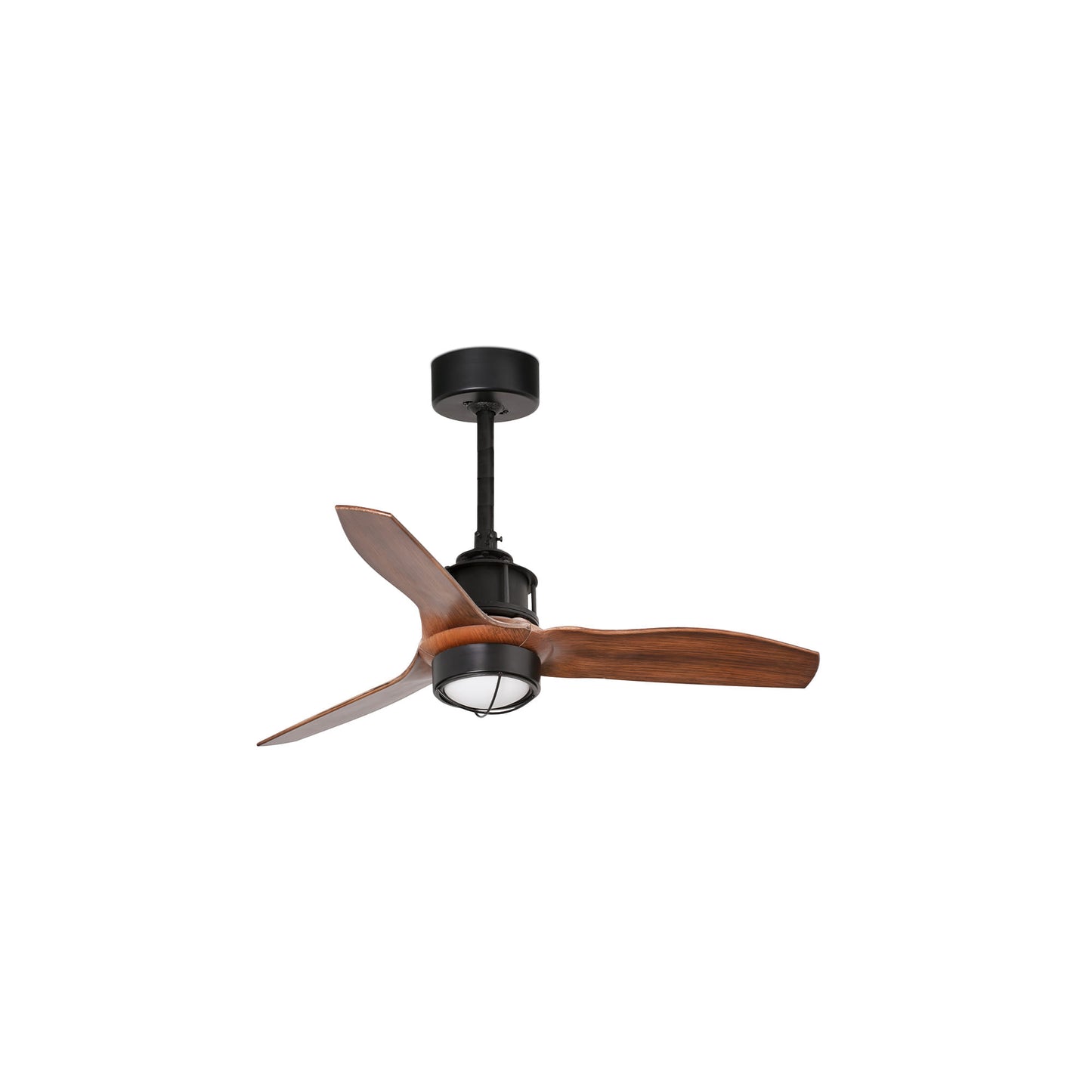 Ventilador de techo LED JUST FAN S negro/nogal WIZ de FARO modelo 33425WW-10 con luz integrada, motor DC y mando a distancia para ventilación en hogar u oficina