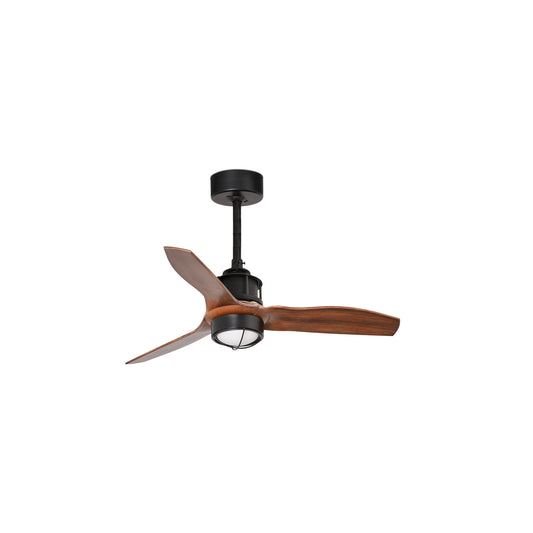 Ventilador de techo LED JUST FAN S negro/nogal WIZ de FARO modelo 33425WW-10 con luz integrada, motor DC y mando a distancia para ventilación en hogar u oficina