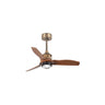 Ventilador de techo con luz LED JUST FAN S oro viejo/nogal, marca FARO 33428WW-10, motor DC, mando a distancia, ventilación ideal para hogar