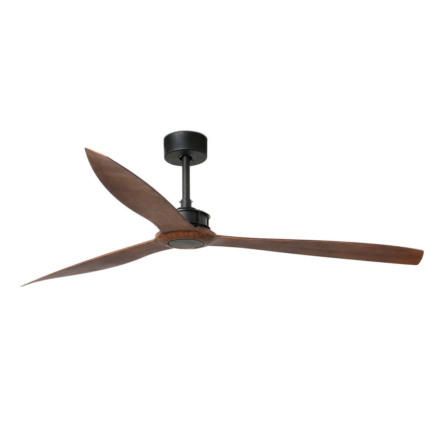 Ventilador de techo JUST FAN XL negro mate/nogal de FARO, modelo 33430WW, motor DC silencioso con mando a distancia para ventilación eficiente en el hogar