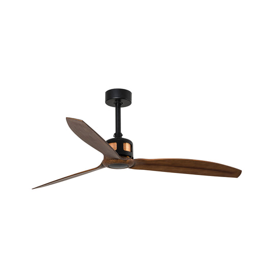 Ventilador de techo Copper Fan M negro mate con aspas en nogal de FARO modelo 33451, serie 3402, con motor DC eficiente, mando a distancia y función verano-invierno para ventilación óptima en el hogar