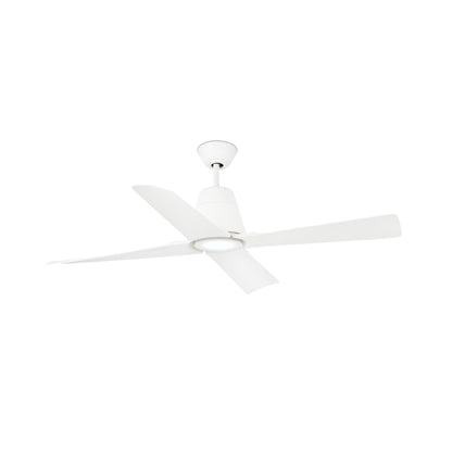 Ventilador de techo TYPHOON M LED blanco IP44 de FARO (modelo 33480-14), con motor DC reversible e iluminación LED integrada para ventilación eficiente en interiores y exteriores resistentes a la humedad.