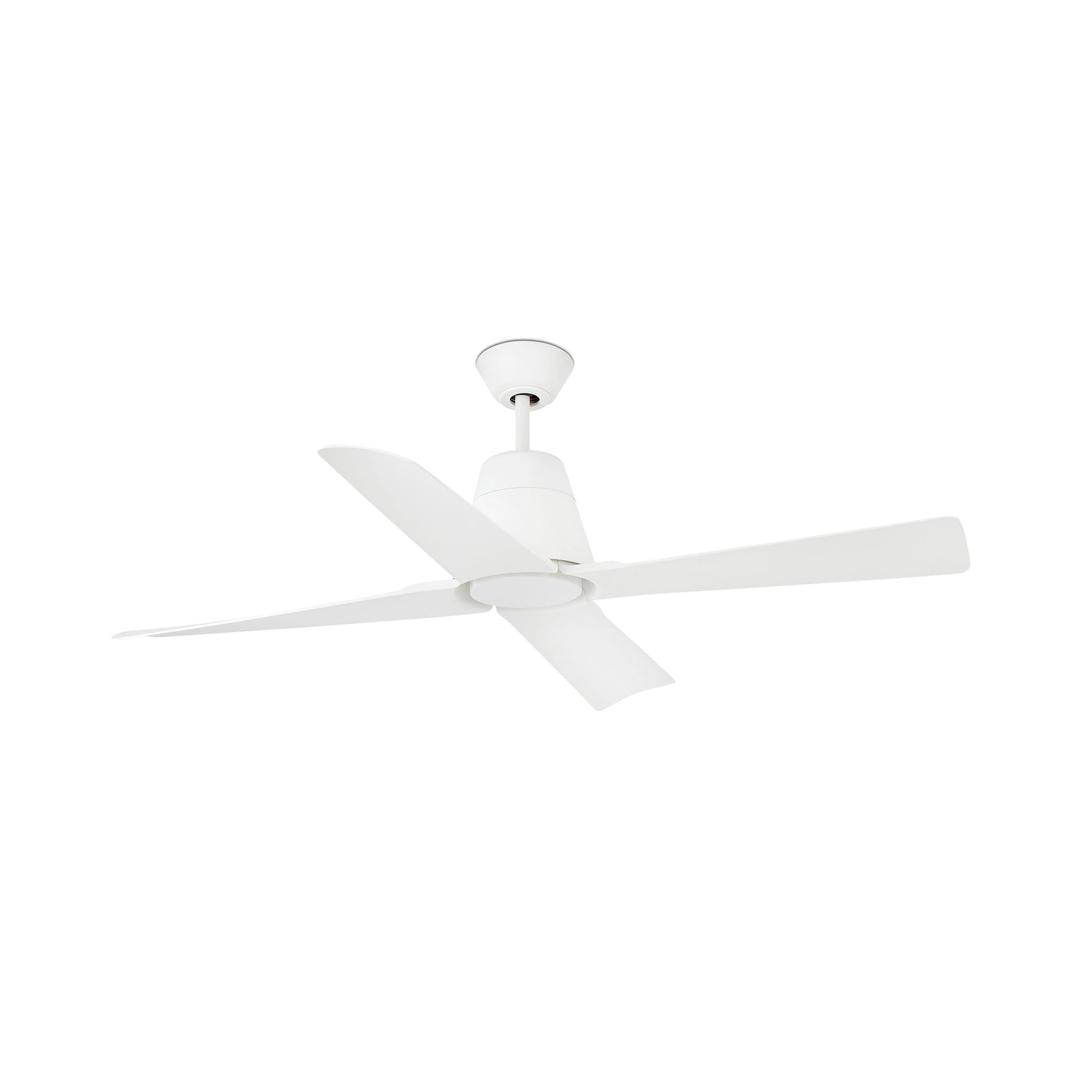 Ventilador de techo TYPHOON M blanco WIZ de FARO modelo 33480WW, motor DC eficiente con bajo consumo, mando a distancia, función inversa y compatible con techos inclinados para ventilación en el hogar.