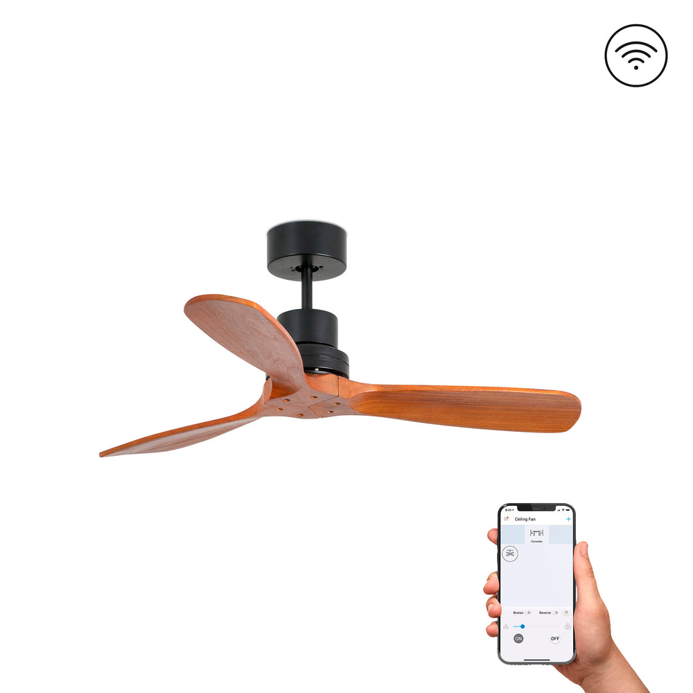 Ventilador de Techo MINI LANTAU S Negro Mate/Nogal | FARO | 33517DCWW