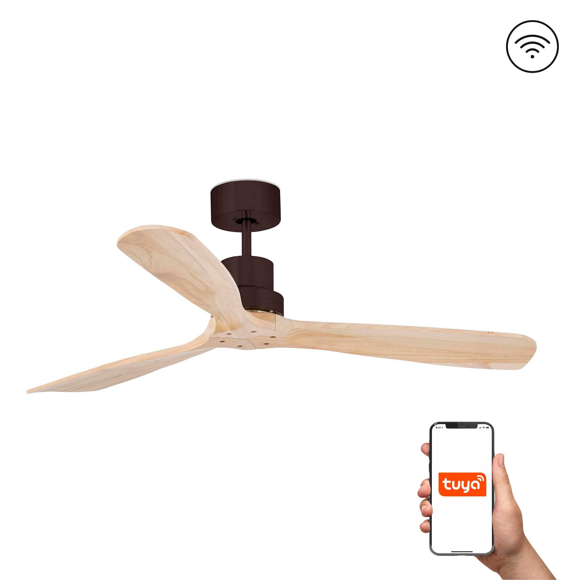 Ventilador de techo Lantau L marrón pino smart Tuya FARO 33562DCWT motor DC diseño moderno hogar inteligente ventilación colección 3337