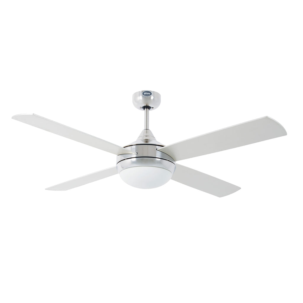 Ventilador de techo con luz ICARIA L en aluminio y arce de FARO, modelo 33701-110, con mando a distancia, ideal para habitaciones y techos inclinados, ventilación eficiente con aspas de plywood de la colección 3300