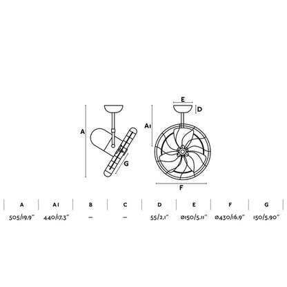 Ventilador de techo KEIKI S modelo 33715 de Faro en acabado marrón/nogal, diseño industrial retro sin luz para ventilación en estancias pequeñas del hogar, con función inversa para flujo de aire bidireccional.