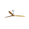 Ventilador de techo ALO L blanco mate y pino de FARO modelo 33728DCWW, motor DC con 6 velocidades, función inversa y compatible con techos inclinados para ventilación en el hogar