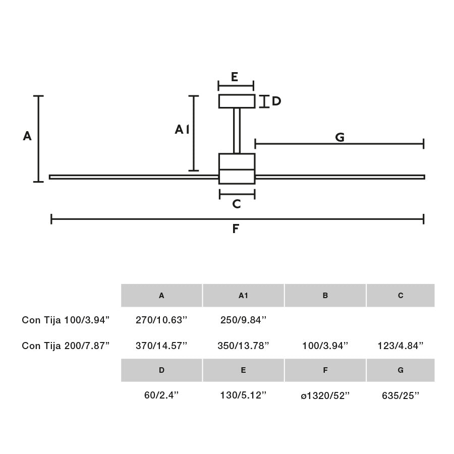 Ventilador de techo AMELIA blanco mate FARO 33760 con medidas detalladas: diámetro de aspas 132 cm, altura total 28 cm, apto para techos inclinados hasta 15 grados, incluye mando a distancia y función inversa para ventilación interior sin luz.