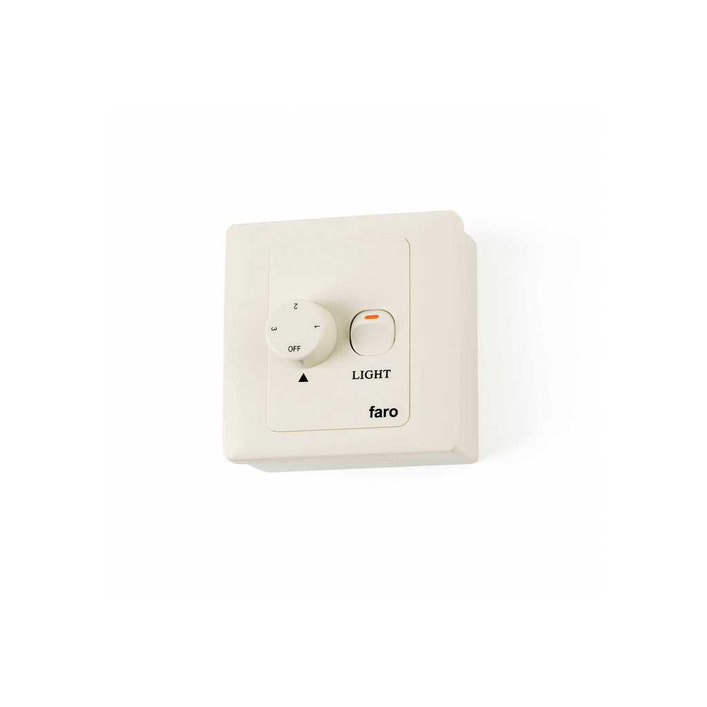 Controlador de pared 3 velocidades blanco mate FARO 33928, accesorio de ventilación y control de iluminación en ABS para instalación en hogar