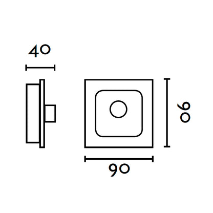 Controlador de pared FARO 33928 en blanco mate, medidas detalladas del accesorio de ventilación y control de iluminación con 3 velocidades, fabricado en ABS para instalación en pared en el hogar