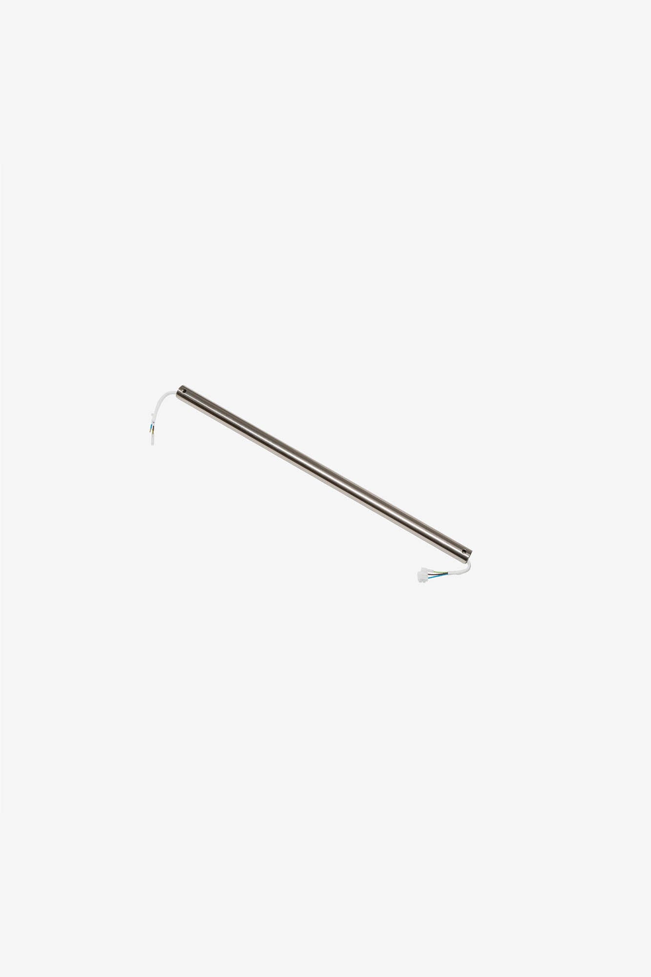 Accesorio tija ANDROS en níquel satinado de acero, extensión 600mm para instalación de faro de ventilación en ambiente de hogar u oficina, componentes de ventilación modernos y elegantes.