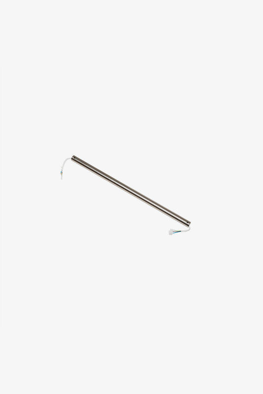 Accesorio tija ANDROS en níquel satinado de acero, extensión 600mm para instalación de faro de ventilación en ambiente de hogar u oficina, componentes de ventilación modernos y elegantes.