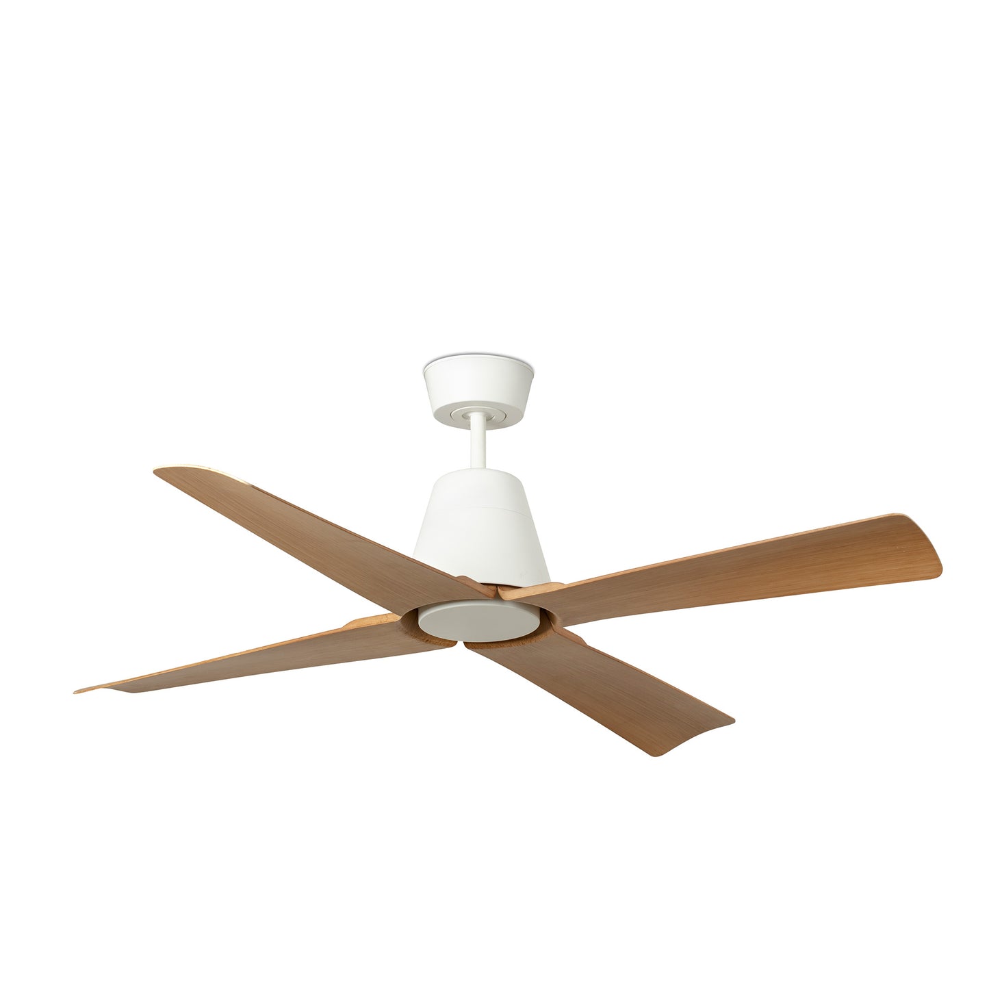 Ventilador de techo TYPHOON M blanco y madera de FARO modelo 34105 con motor DC, mando a distancia e IP44 para ventilación interior y exterior
