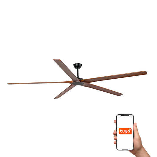Ventilador de techo BIGWOOD 24 XXL negro y nogal oscuro FARO 34192WT con motor DC smart Tuya para ventilación en hogares amplios