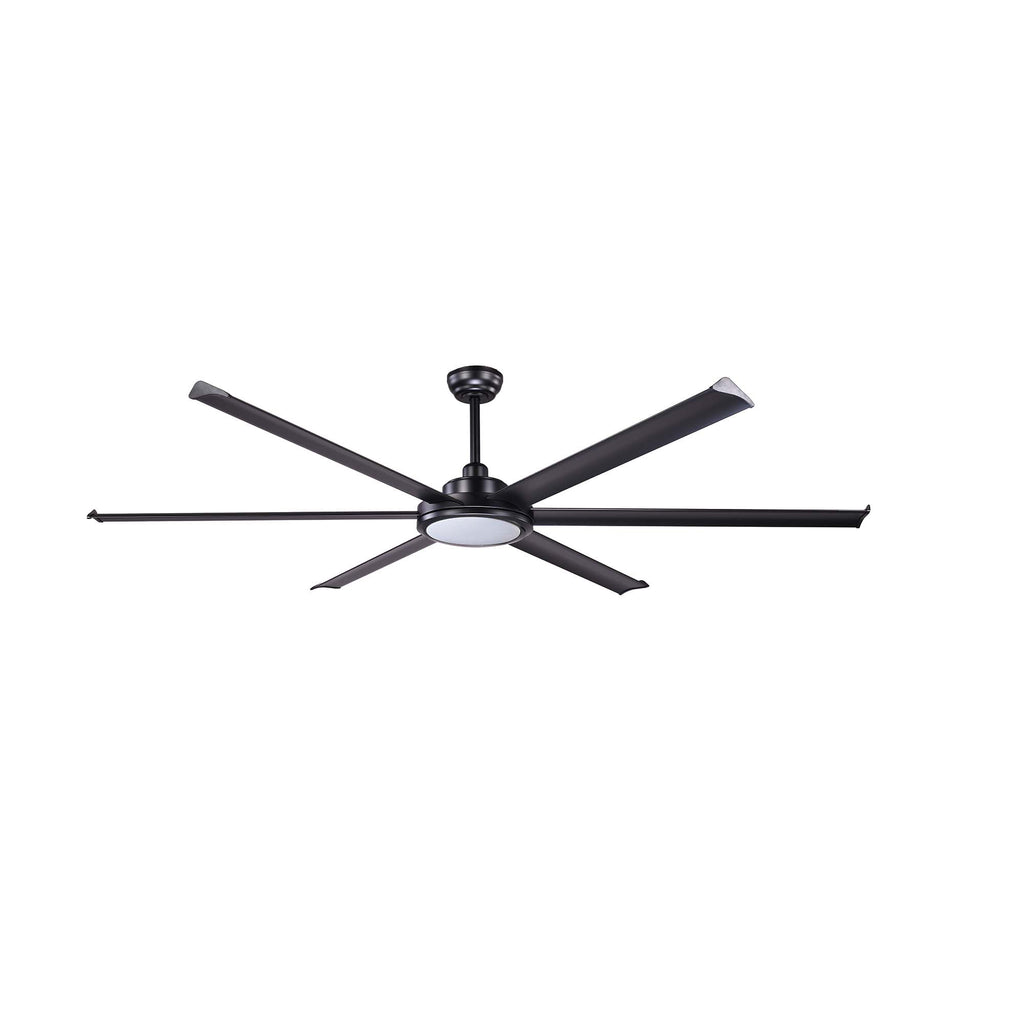 Ventilador de techo Rotterdam 20 XL LED negro mate de Faro Barcelona (modelo 34203-130) con luz LED integrada, motor DC eficiente, 6 velocidades, mando a distancia y función inversa para ventilación en espacios grandes.