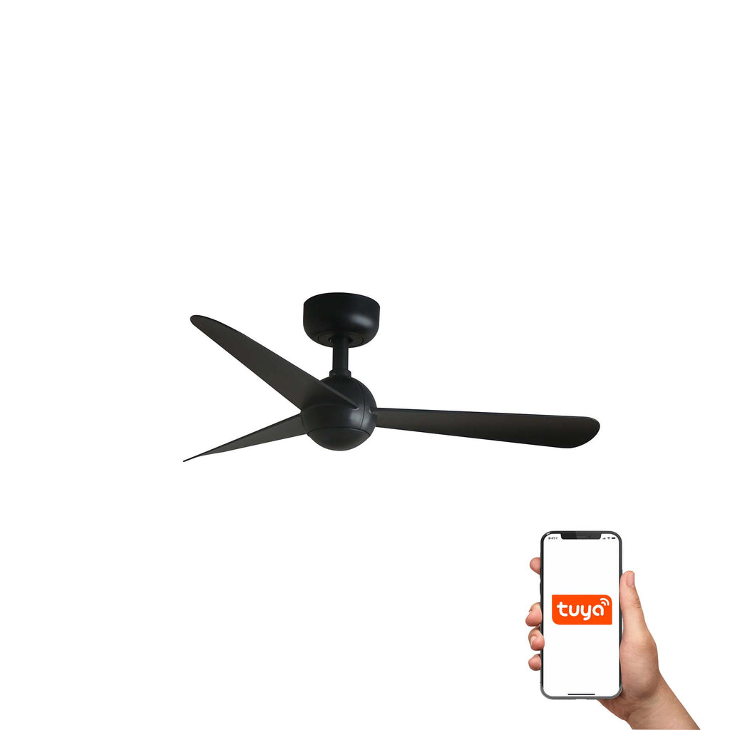 Ventilador de techo SFERA S negro FARO 34271WT, diseño minimalista sin luz, motor DC acero y ABS, compatible Tuya smart con control remoto