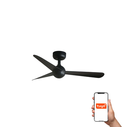 Ventilador de techo SFERA S negro FARO 34271WT, diseño minimalista sin luz, motor DC acero y ABS, compatible Tuya smart con control remoto