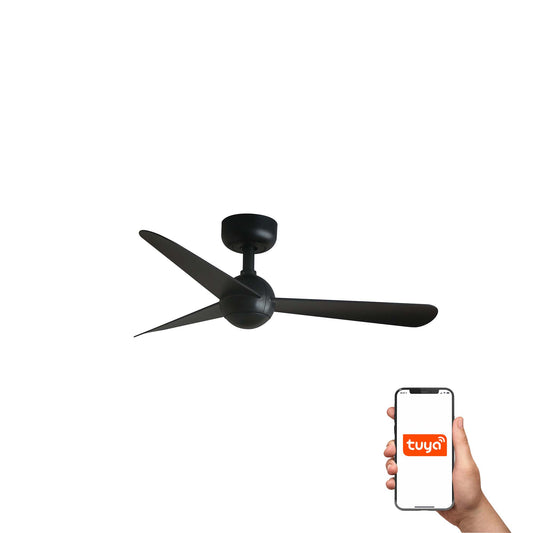 Ventilador de techo SFERA S negro FARO 34271WT, diseño minimalista sin luz, motor DC acero y ABS, compatible Tuya smart con control remoto