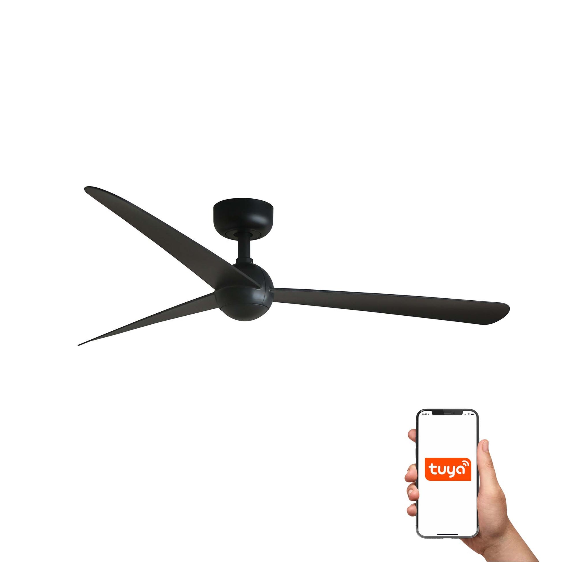 Ventilador de techo SFERA M negro FARO modelo 34273WT, ventilación smart TUYA con motor DC minimalista, sin luz, ideal para smart home