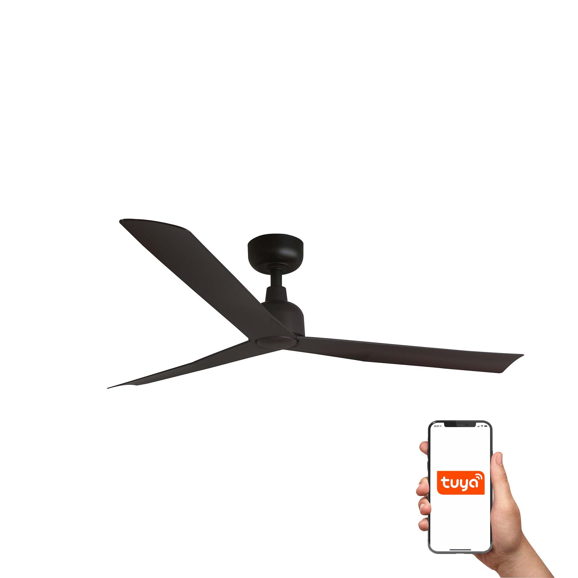 Ventilador de techo MARINE M marrón IP44 TUYA FARO 34275WT con motor DC, mando a distancia para ventilación exterior en terraza y hogar