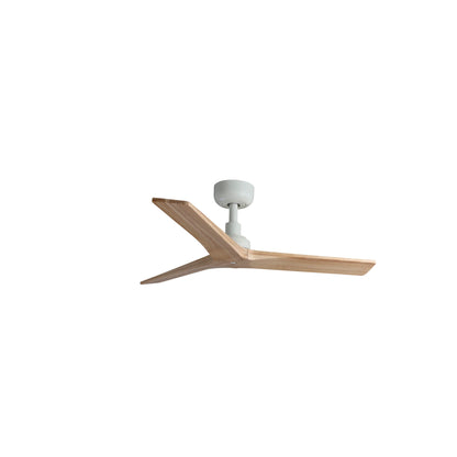 Ventilador de techo KLIM S en blanco y pino natural de FARO modelo 34281, ventilador sin luz con motor DC eficiente para habitaciones pequeñas, diseño moderno en madera de pino con mando a distancia incluido para ventilación óptima.