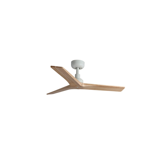 Ventilador de techo KLIM S en blanco y pino natural de FARO modelo 34281, ventilador sin luz con motor DC eficiente para habitaciones pequeñas, diseño moderno en madera de pino con mando a distancia incluido para ventilación óptima.