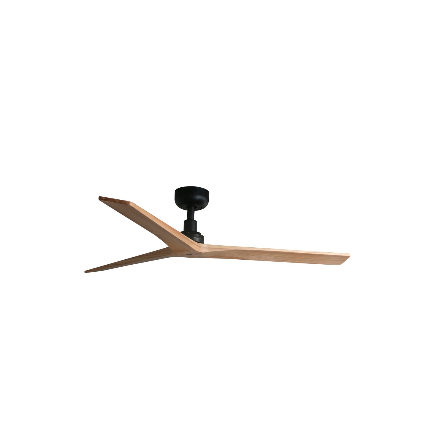 Ventilador de techo KLIM M negro mate y pino FSC natural, modelo WIZ FARO 34283WW, con motor DC, mando a distancia, ventilación eficiente para hogares modernos y techos inclinados.