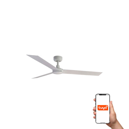 Ventilador de techo CRUISER L blanco inteligente TUYA FARO 34290WT, sin luz, motor DC, 6 velocidades para ventilación en hogar inteligente