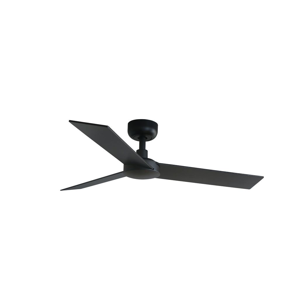 Ventilador de techo RUDDER S negro/nogal de FARO modelo 34296, diseño compacto sin luz con motor DC eficiente, mando a distancia y compatible con techos inclinados para ventilación óptima en interiores modernos