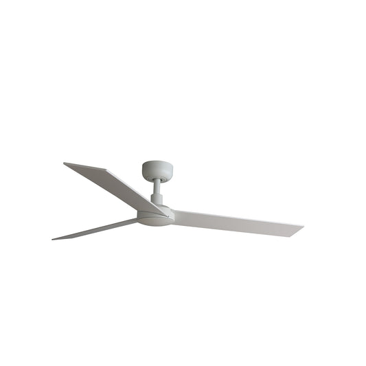 Ventilador de techo RUDDER L Blanco/Fresno de FARO modelo 34297WW, diseño escandinavo moderno sin luz, motor DC con 6 velocidades, mando a distancia y palas reversibles de plywood blanco mate para ventilación en hogar.