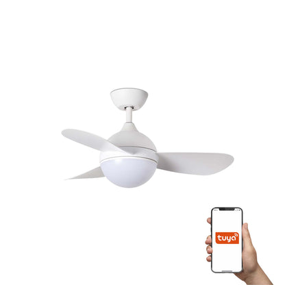 Ventilador de techo HVAR S blanco con luz LED integrada y motor DC, compatible Tuya Smart para ventilación en el hogar, modelo FARO 34300WT